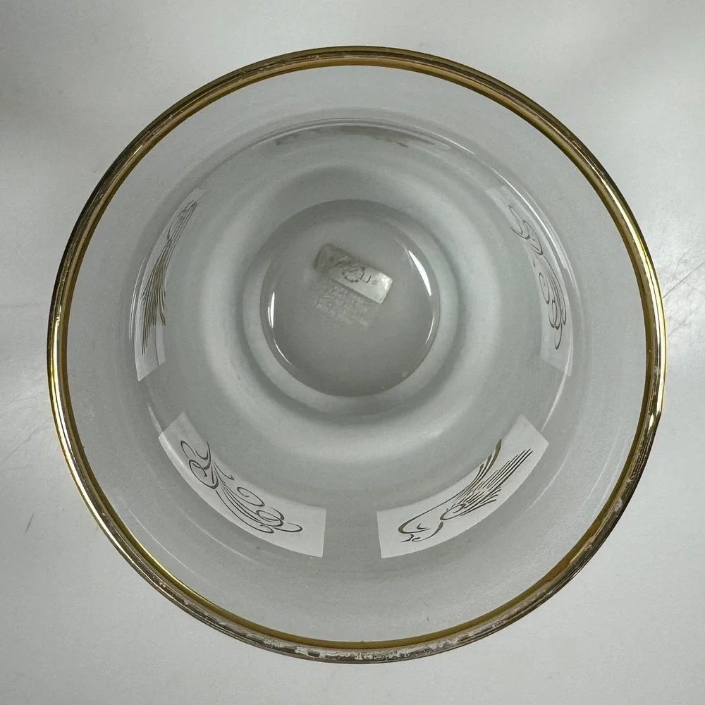 Lenox Frosted Glass Candle Holder Gold Club Handpainted‎ 24K Gold Doves Italy 6